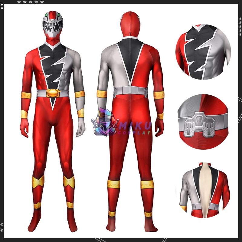 Ryusoulger Red Power Ranger Adult Costume Ryusoul Red Cosplay Jumpsuit