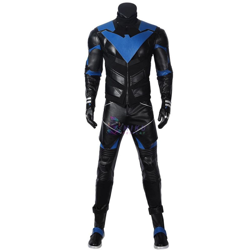 Batman Gotham Knight Nightwing Costume Leather Suit | HMCosplay